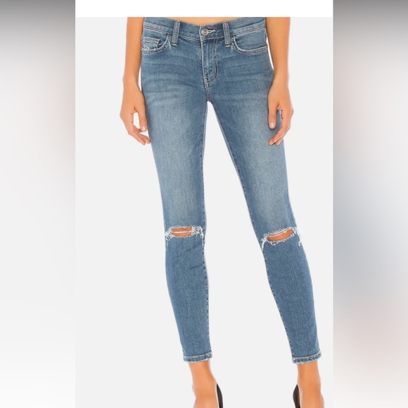New Current/Elliott - The Stiletto Jean In 2 Year Destroy Stretch Indigo - Picture 1 of 11
